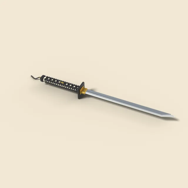 Straight bladed ninja sword with square guard