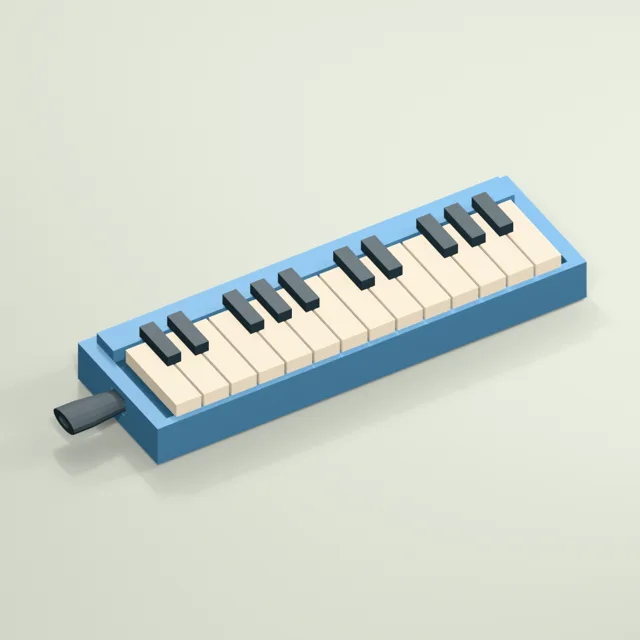 Portable melodica with two octave keyboard and open mouthpiece