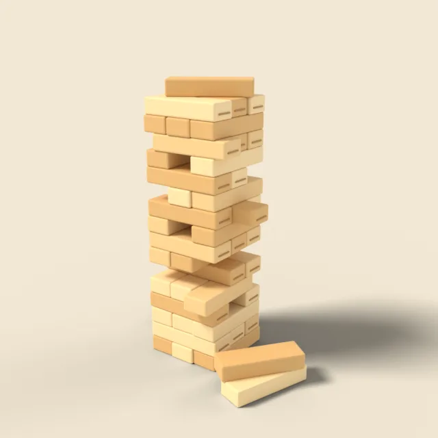 Wooden tumbling block tower
