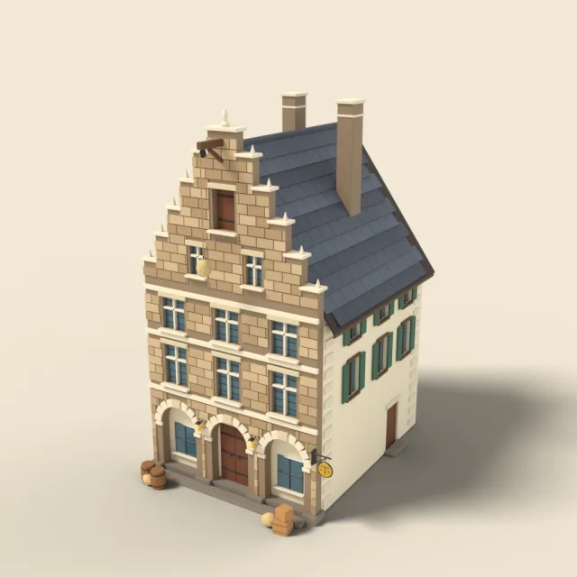 Merchant guild hall with stepped gable
