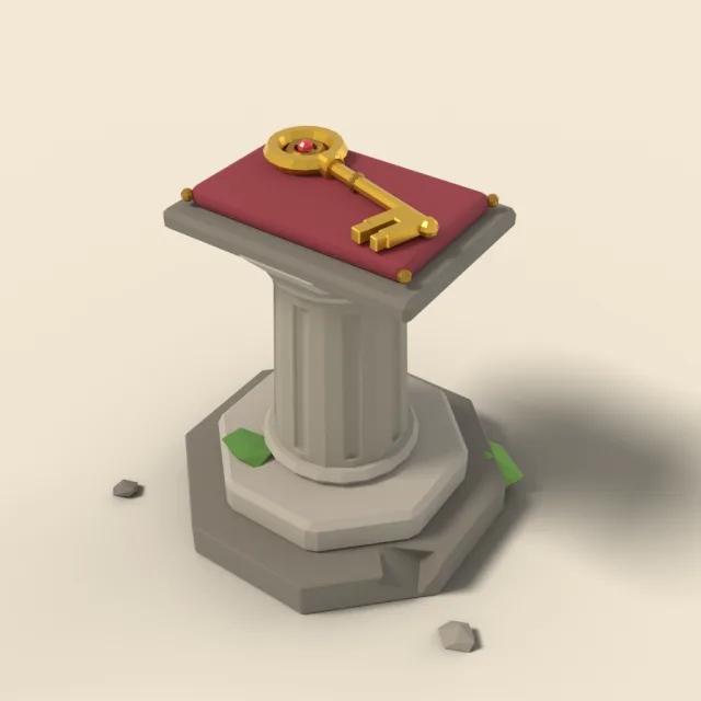 Key on stone pedestal