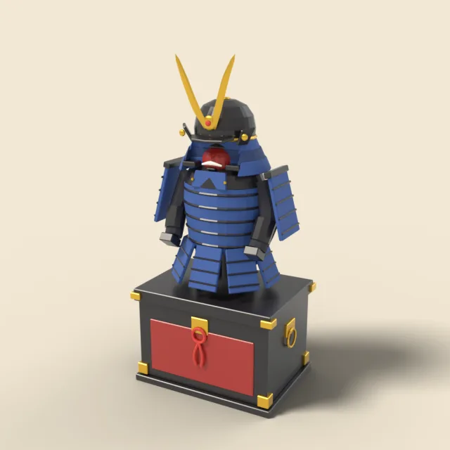 Samurai armour on display box