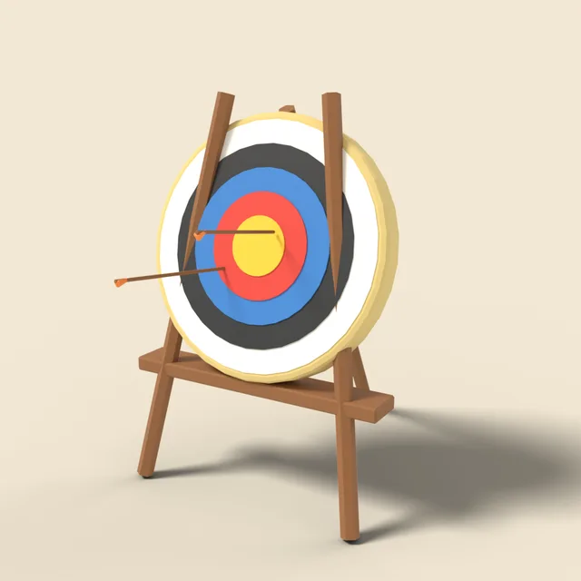 Archery target on wooden easel