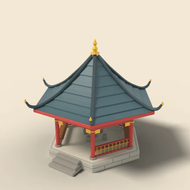 Hexagonal Chinese pavilion