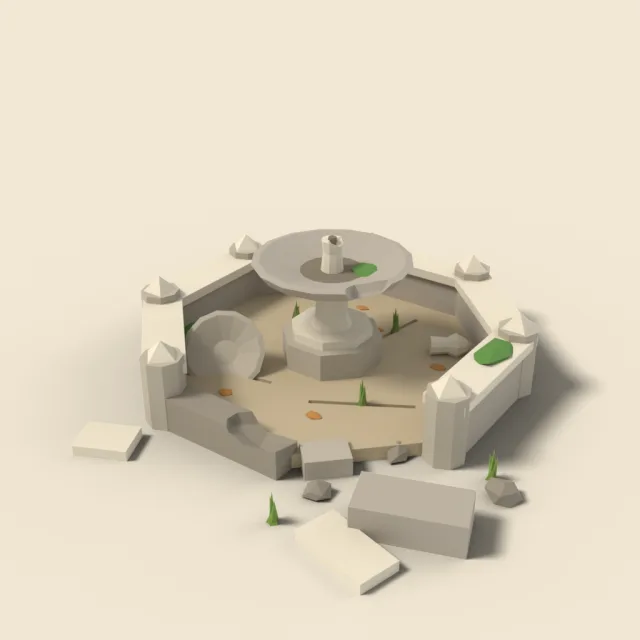 Ruined dry fountain