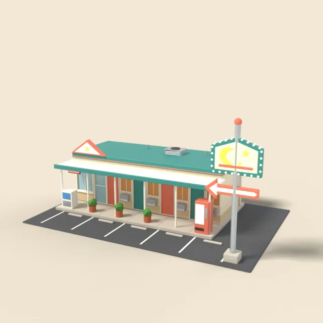 Small motel with sign post