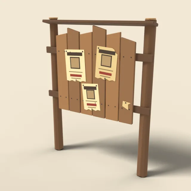 Wanted poster board with nails
