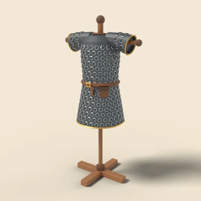 Chainmail hauberk on stand