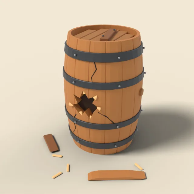 Breakable wooden barrel