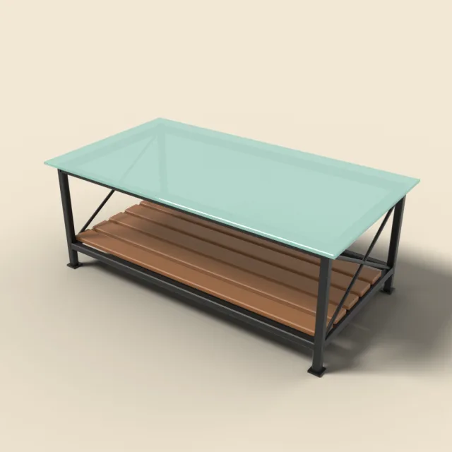 Glass-top coffee table with metal frame