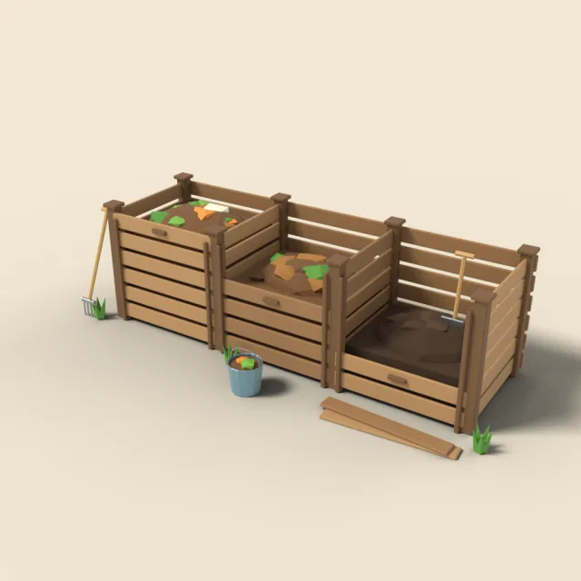 Three-bin compost system