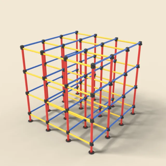 Cube jungle gym in primary colours
