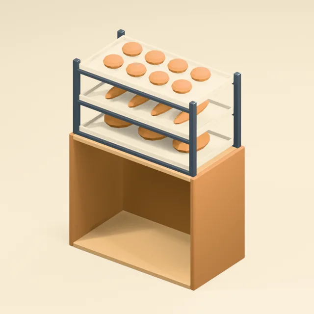 Open Bakery Counter With Three Pastry Trays