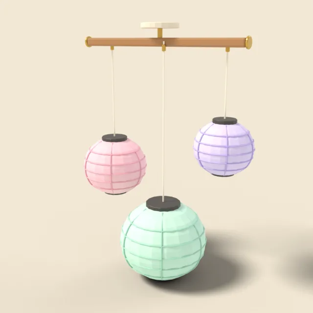 Paper lantern trio in pastel colours