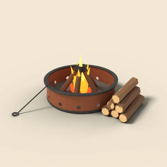Fire pit ring with log pile