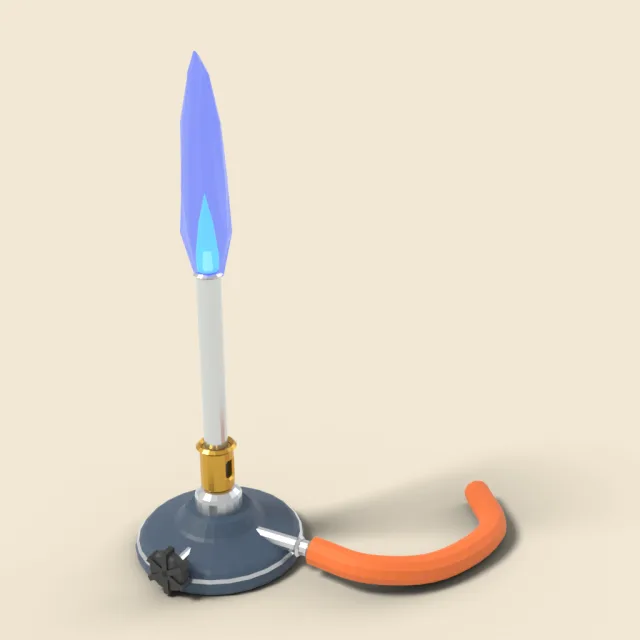 Bunsen burner with flame