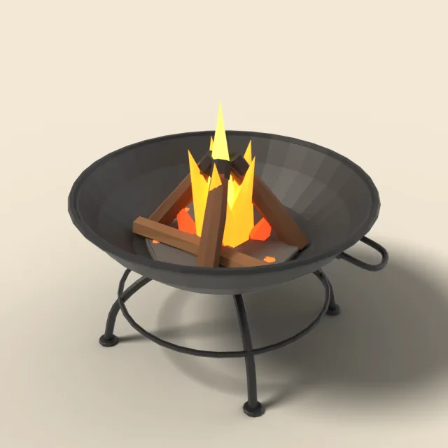 Steel bowl fire pit on legs