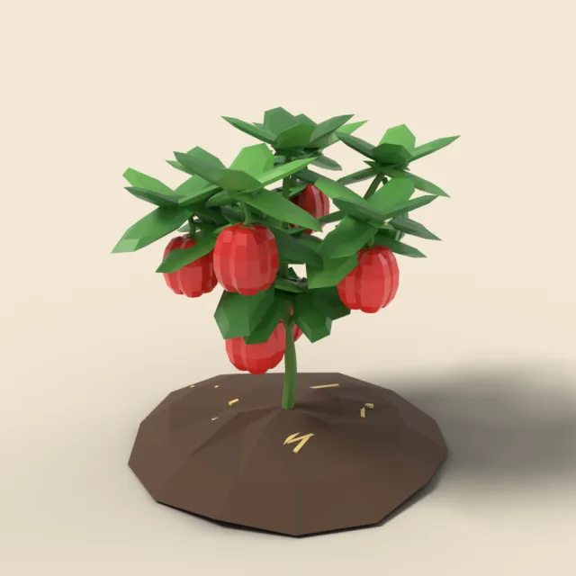 Pepper plant with red peppers