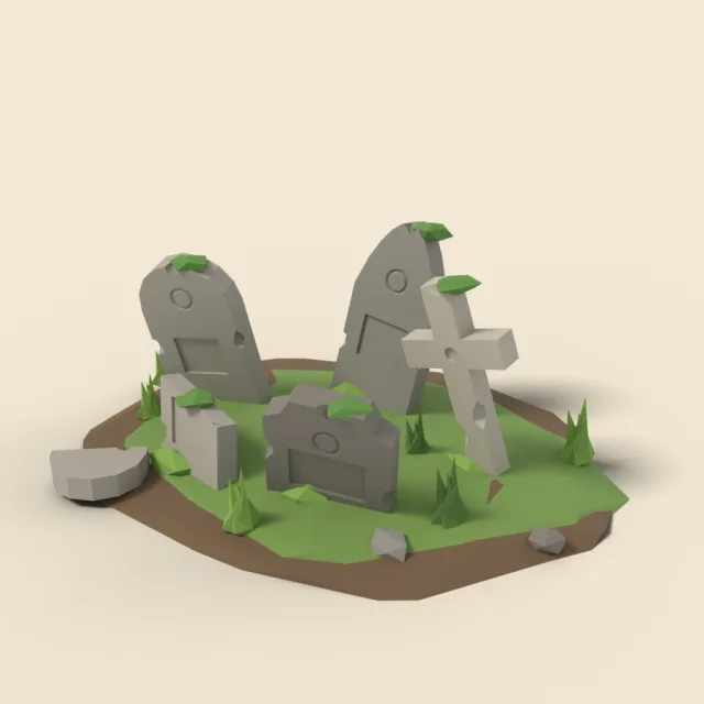 Cluster of leaning gravestones