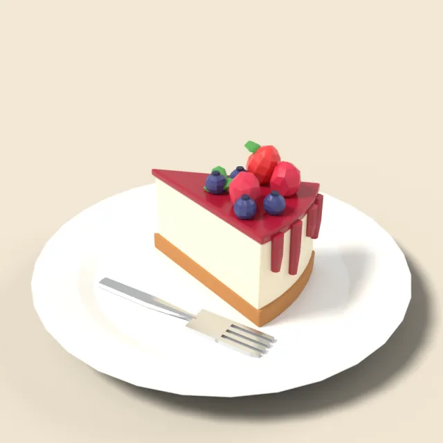 Cheesecake slice with berry topping