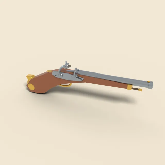 Flintlock pistol with wooden stock