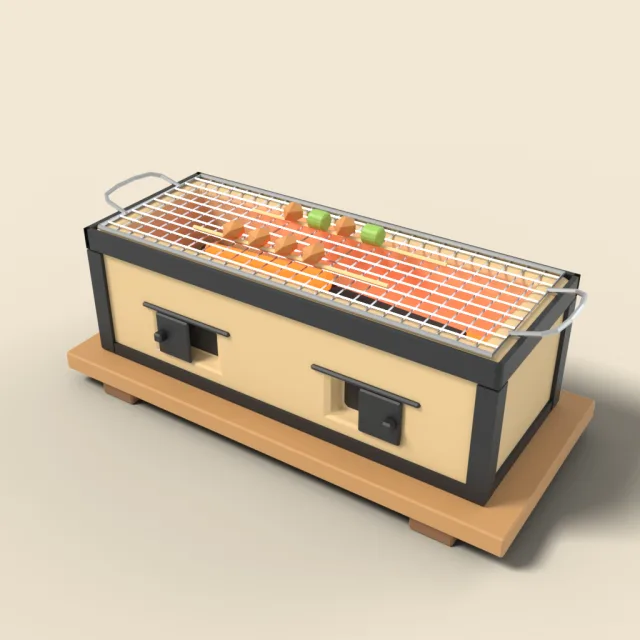 Hibachi grill with wire mesh