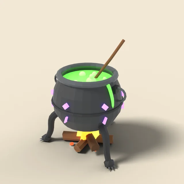 Bubbling cauldron on three legs