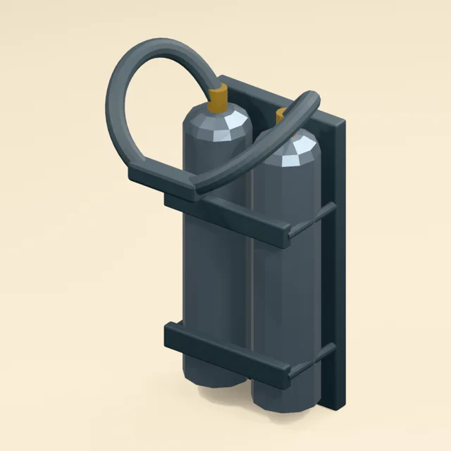 Dual-cylinder rebreather with continuous hoses