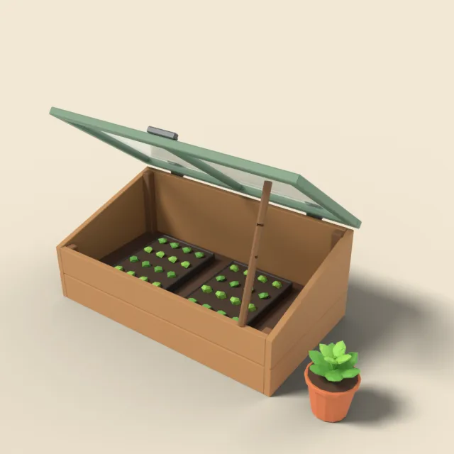 Cold frame with hinged lid