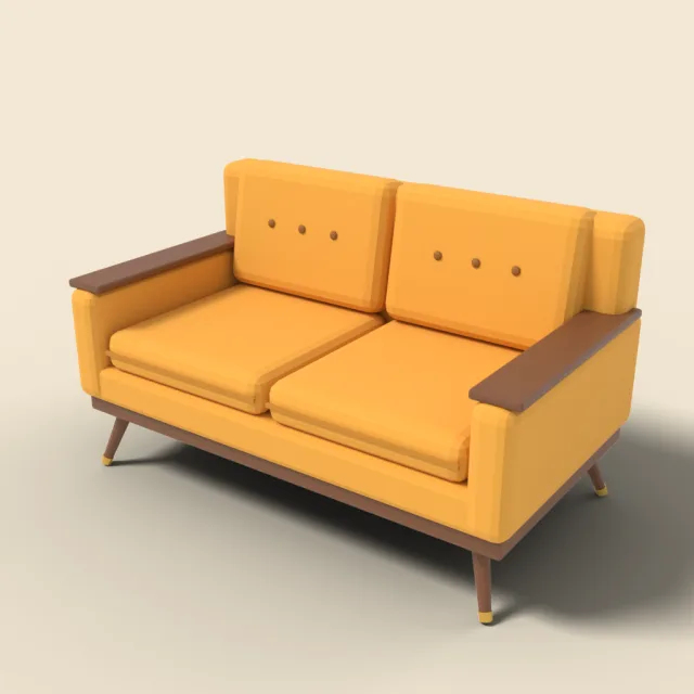 Mid-century loveseat with wooden legs