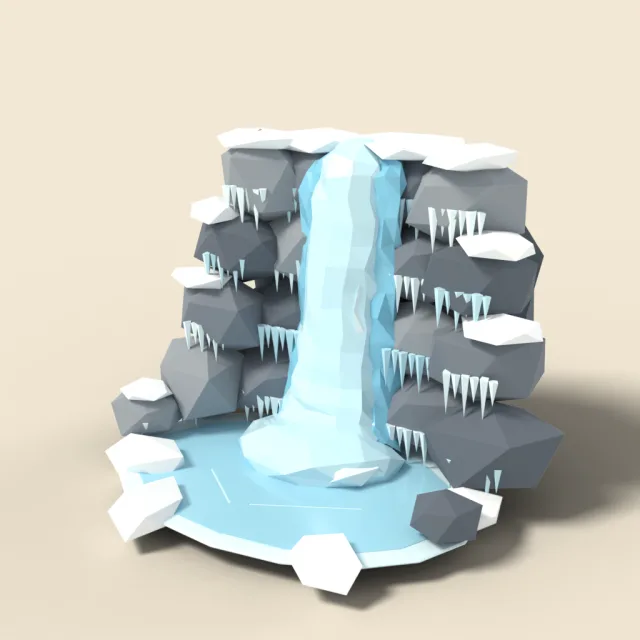 Frozen waterfall with icicles