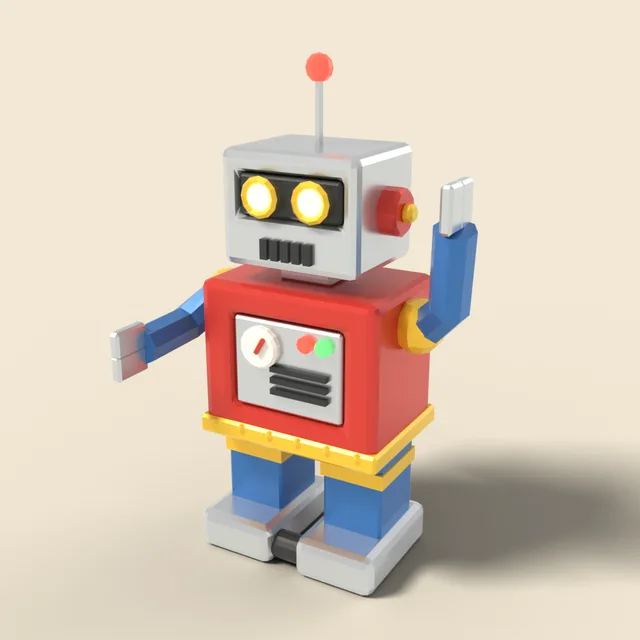 Wind-up tin robot with key