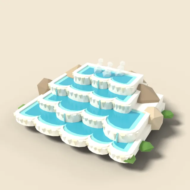 White travertine hot spring terraces