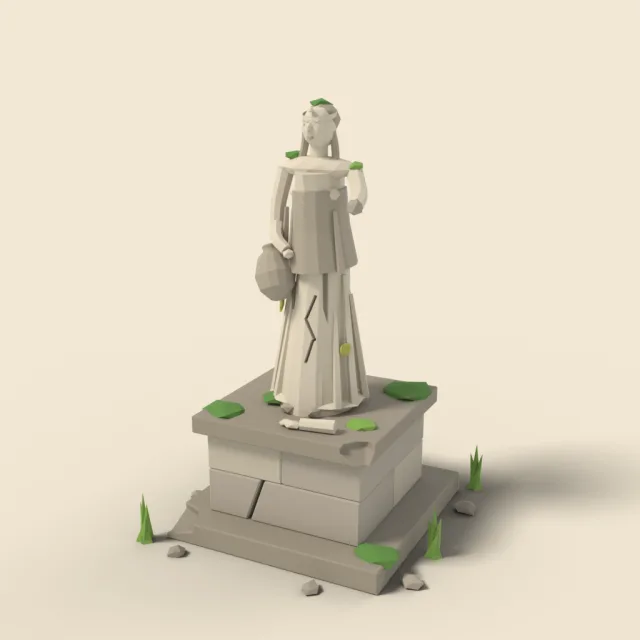 Weathered robed goddess statue