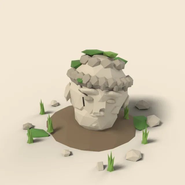Broken statue head