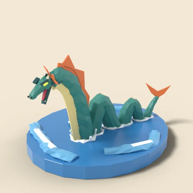 Sea serpent arching from waves