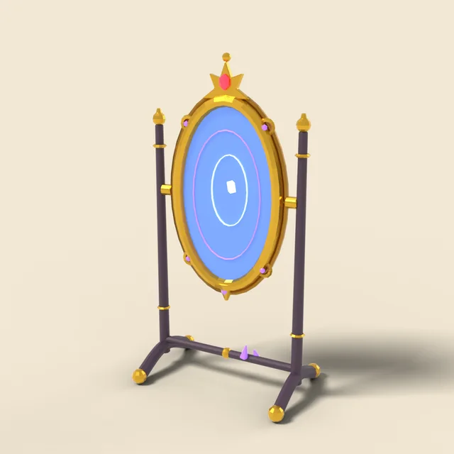 Magic mirror with ornate gold frame