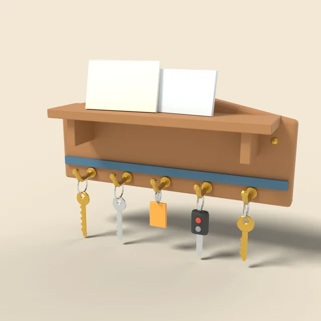 Wall key rack with keys
