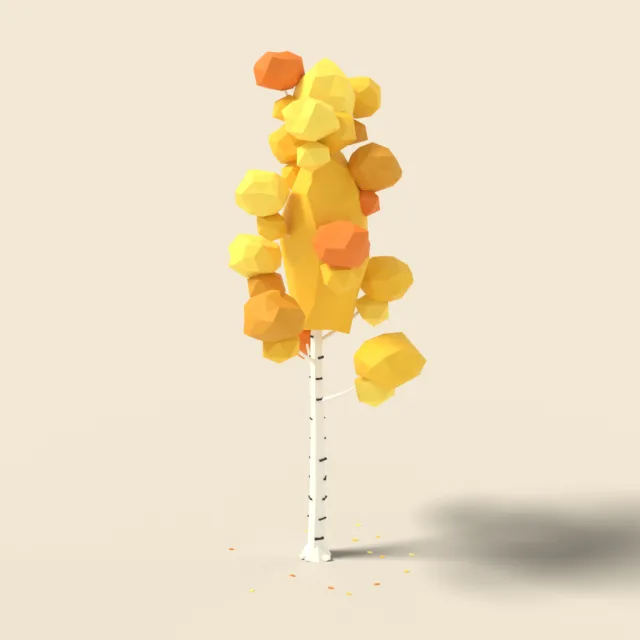 Birch tree with yellow autumn leaves