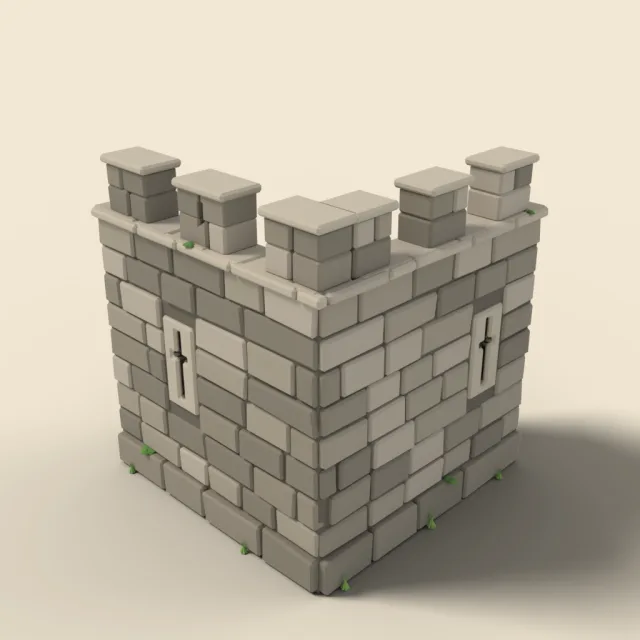 Crenellated town wall corner