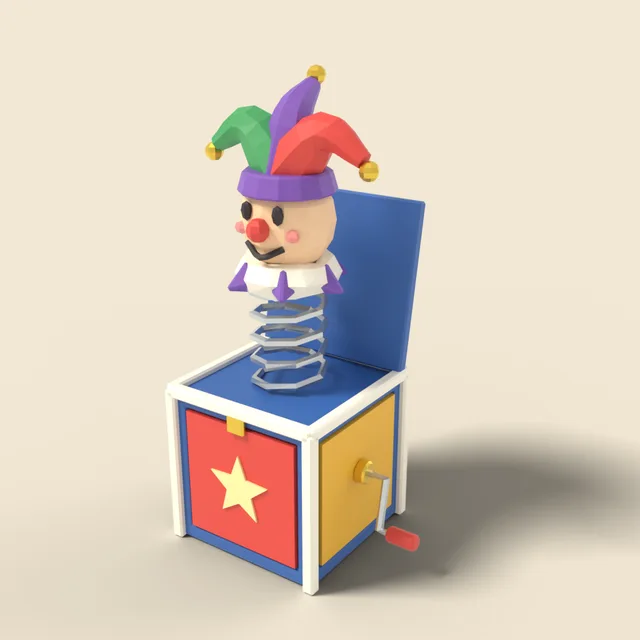 Jack-in-the-box with crank