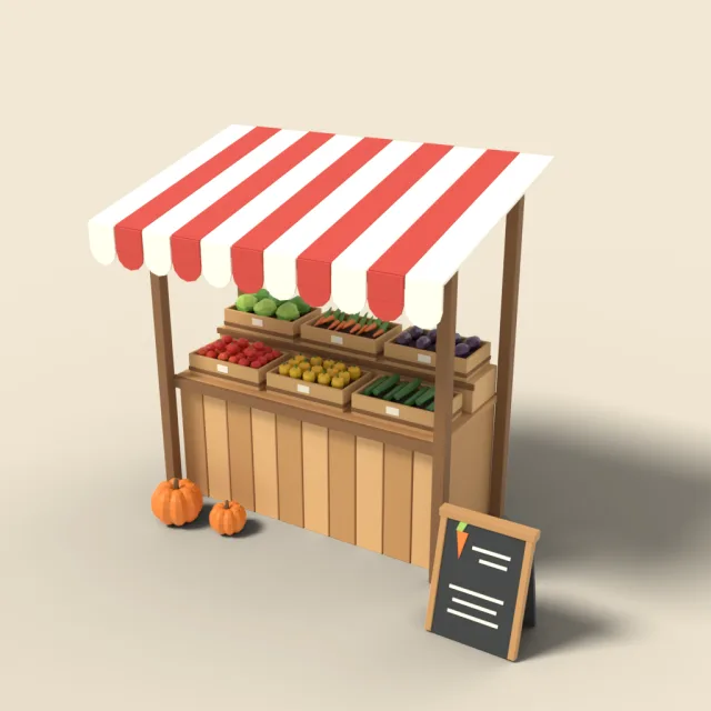 Vegetable stand with awning