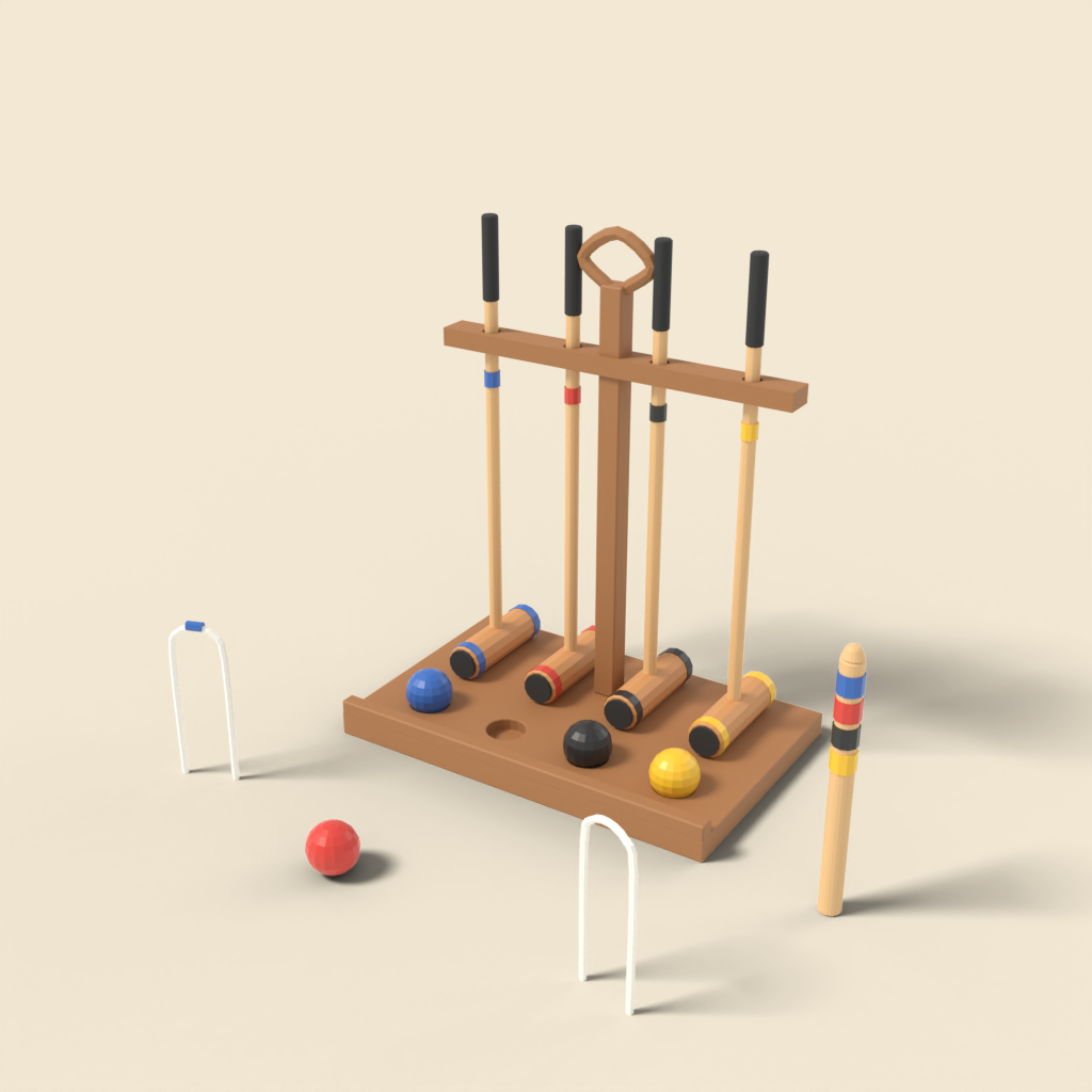 Croquet set with mallets and hoops