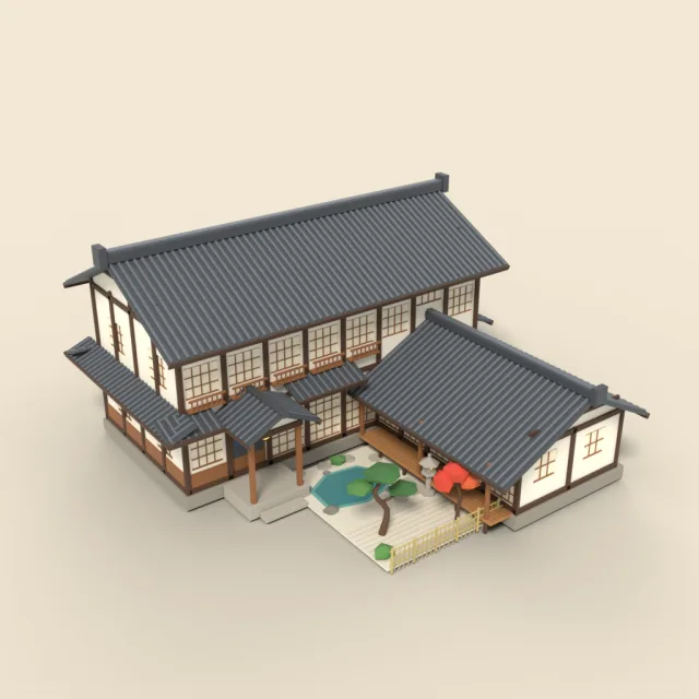 Large ryokan with garden wing