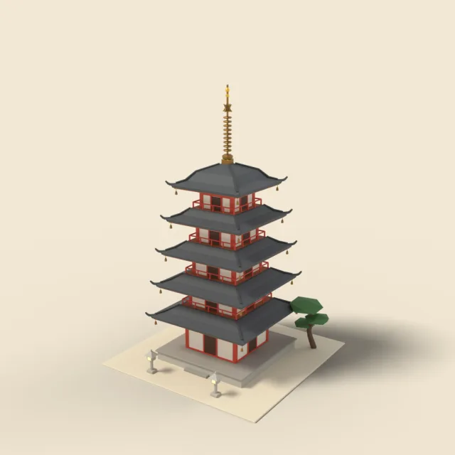 Japanese pagoda five storeys