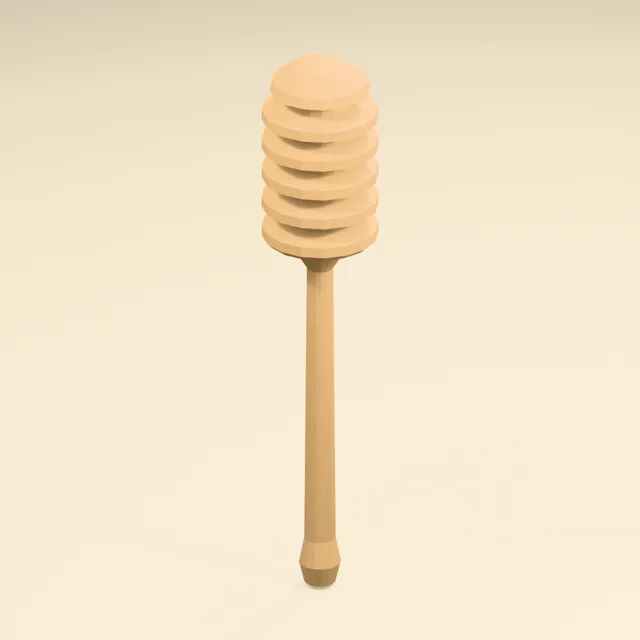 Turned wooden honey dipper with deep collecting grooves