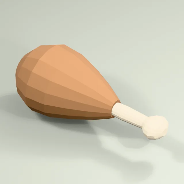 Roast chicken drumstick with exposed rounded bone