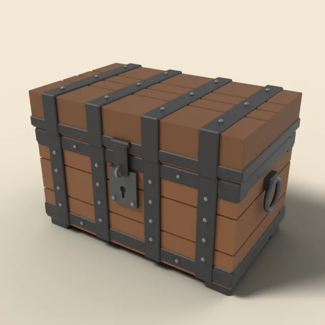 Large iron-banded treasure chest