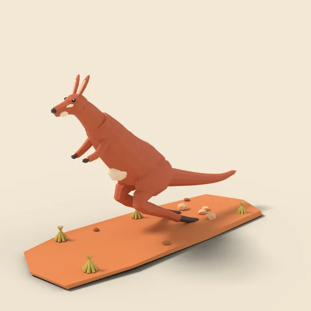 Hopping red kangaroo