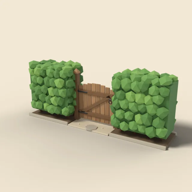 Hedge with wooden gate in gap